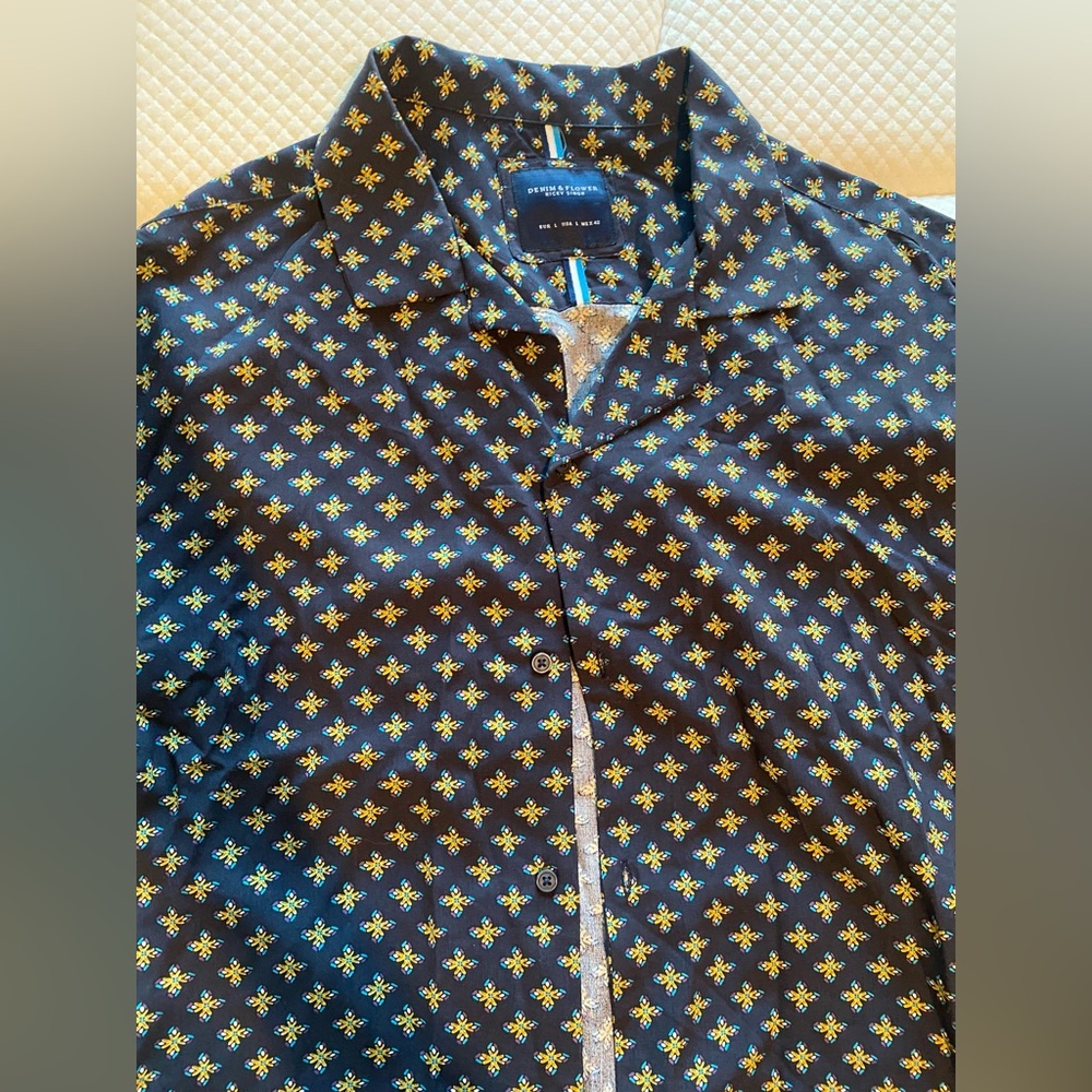 Denim & Flower Black and Yellow Patterned Shirt